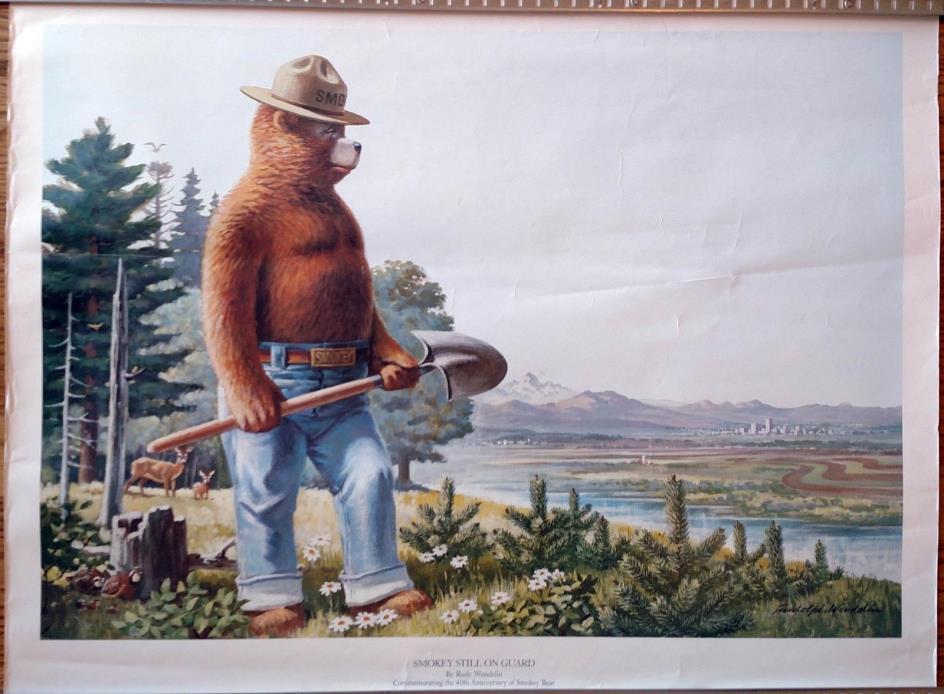 Smokey Bear 40th Anniversary Poster by Rudy Wendelin 