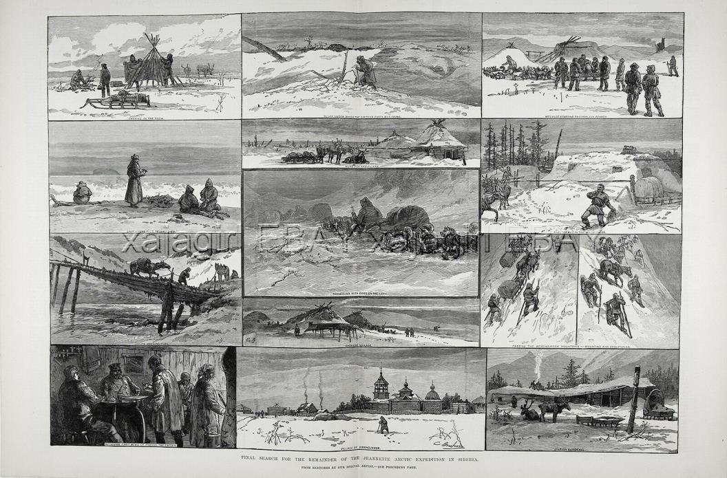 Siberia Jeanette Arctic Expedition Rescue, Geo De Long, Huge 1880s Antique Print