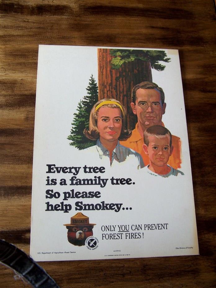 ORIGINAL VINTAGE 1966 SMOKEY BEAR USFS FOREST FIRE PREVENTION POSTER