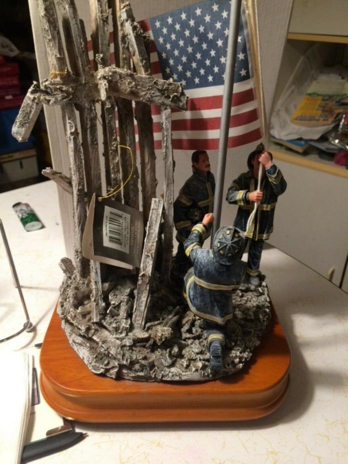 WTC Vanmark Red Hats Of Courage Image Of Hope 9/11 Music Box Figurine WTC