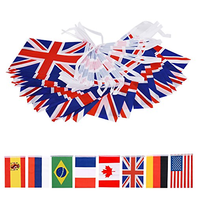 66 Feet British String Flag,60Pcs National Country World Flags Banner String