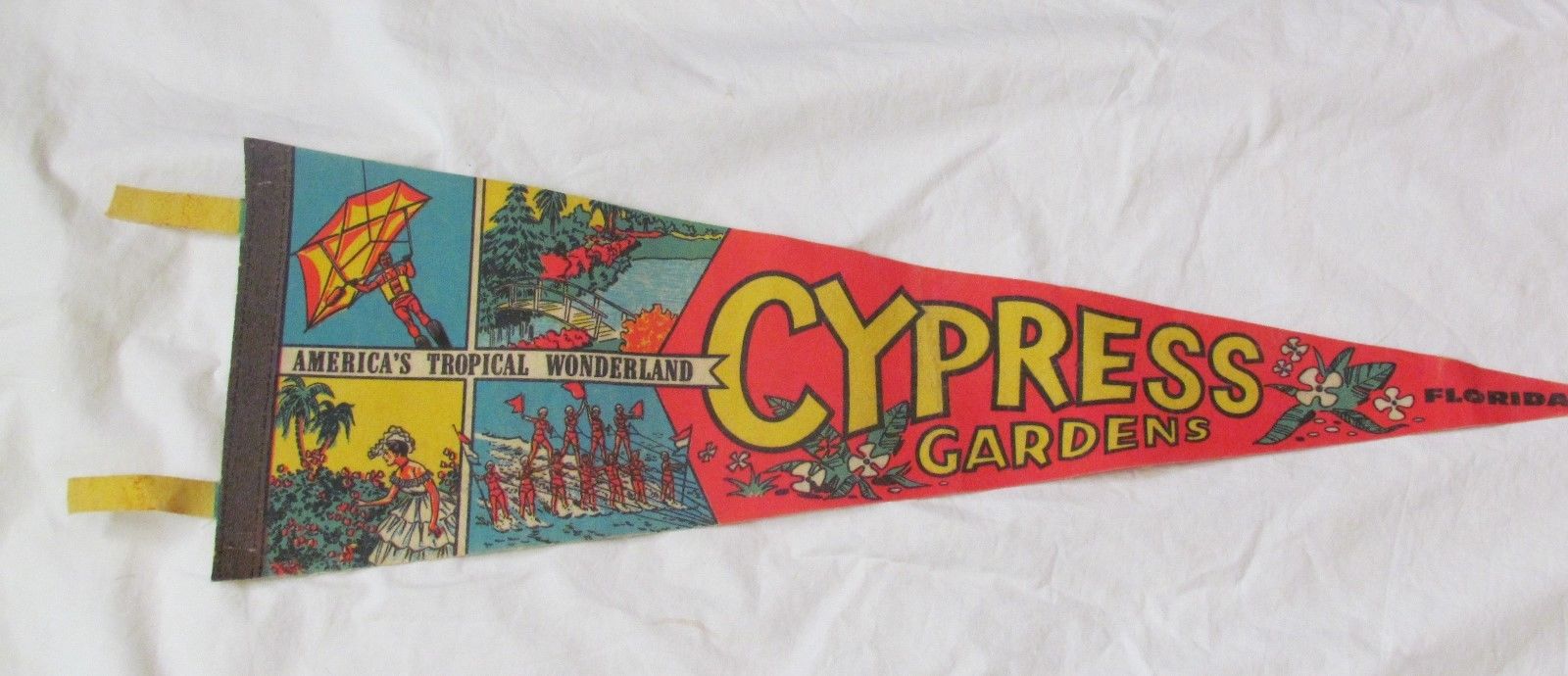 Vintage Cypress Gardens Florida Felt Souvenir Flag or Pennant