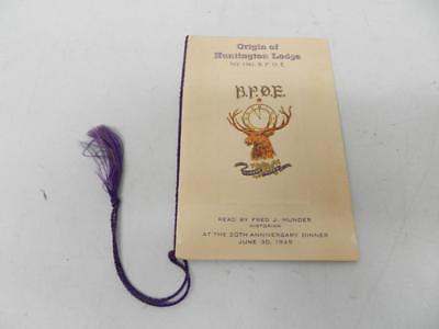 Origin of Huntington NY Lodge No. 1565 BPOE 20th Anniversary 1949 Booklet Elks