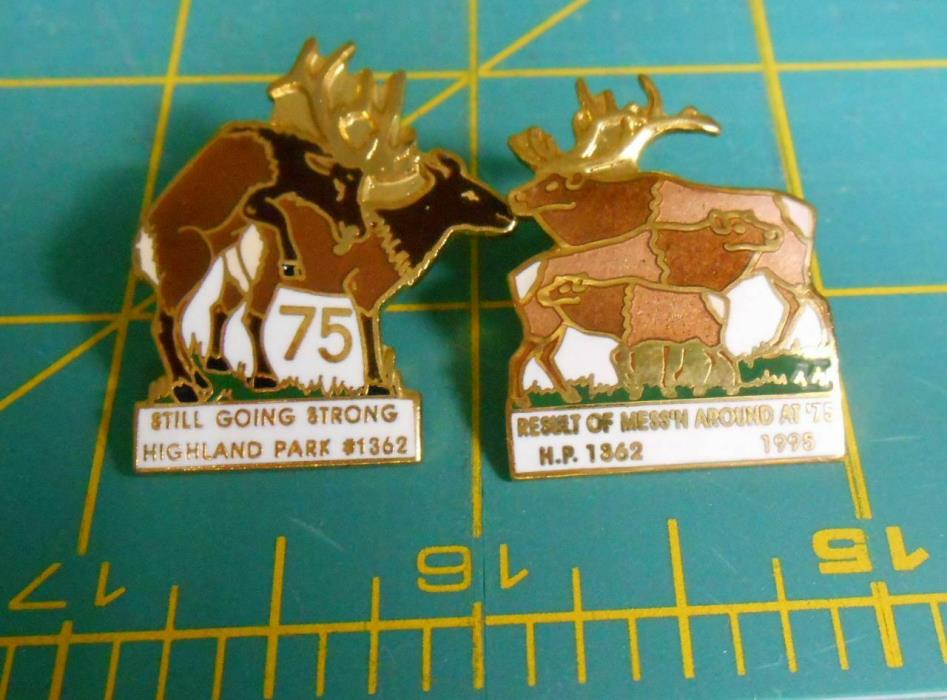 Vintage BPOE Lodge #1362 75th Anniversary Pinbacks (Slightly Irreverent)