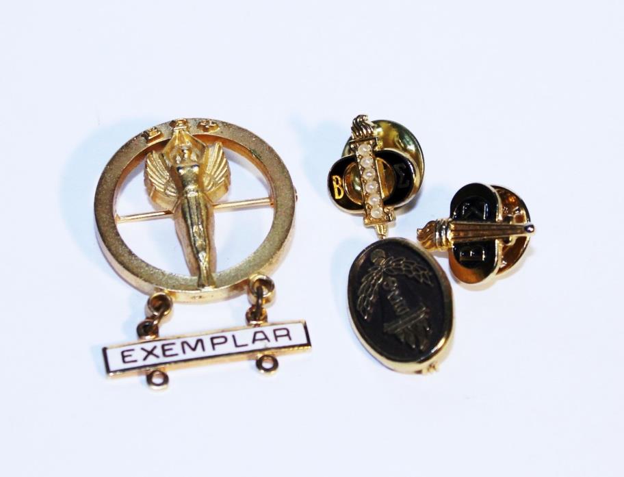 Vintage Set of Sorority Beta Sigma Phi Pins, Exemplar Beta Sigma Phi Pin