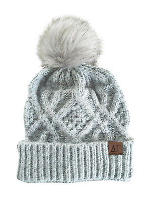 Delta Gamma Faux Fur Pom Winter Beanie Hat