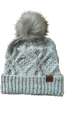 Alpha Omicron Pi Faux Fur Pom Winter Beanie Hat