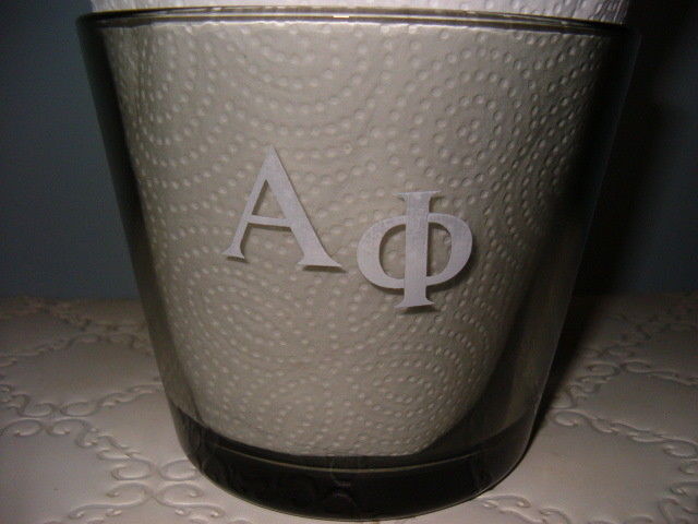COLLEGE FRATERNITY -  ALPHA PHI, Gray Glass Bowl Heavy/Thick  1 lb 12.6 oz & 5