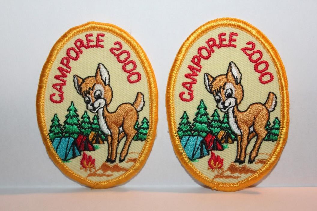 Girl Scouts Patch Badge - Two Camporee 2000 - Deer, Camping Tents RARE