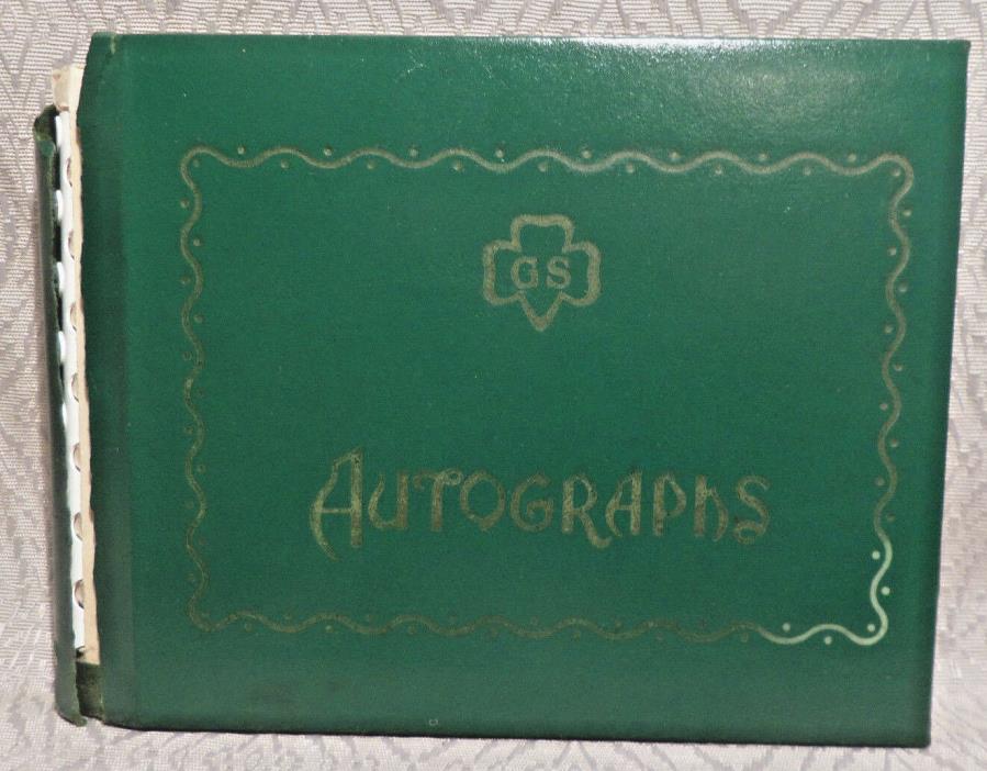 Girl Scout Autograph Book 1960's 11-831 Green Cover has problems A001