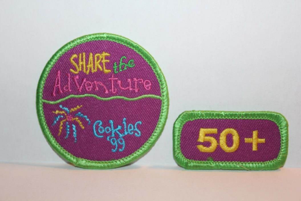 Girl Scouts Badge Patches (2) - Top Seller Cookies~1999 Share the Adventure, 50+