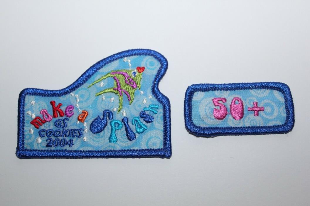 Girl Scouts Badge Patches (2) - Top Seller Cookies~2004 Make a Splash 50+
