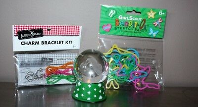 Girl Scout lot - stretch bands, charm bracelet kit, globe - Great gift set!