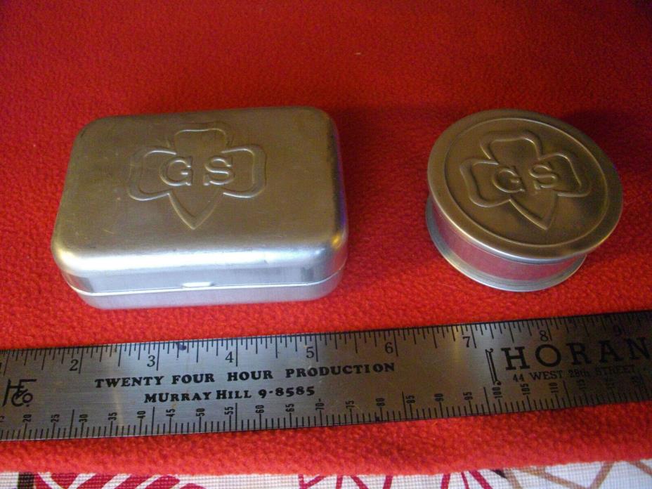 1940s Girls Scouts Camping Aluminum Collapsibe Mug & Soap Bar Container