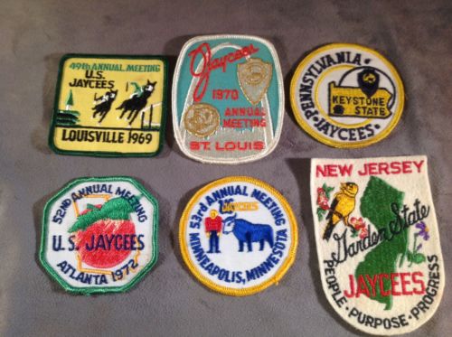 Lot of 6 Vintage Jaycees Annual Meeting & State Patches 1969-70, 72-73, PA & NJ