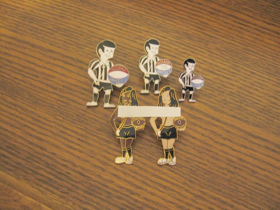 Indiana Jaycees Basketball Referees Set of Five(5) Trading Pins Rare Find