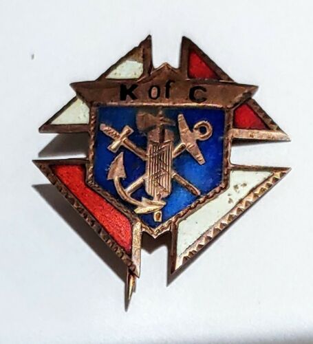 Antique Knights of Columbus Pin/ Brooch- Fraternal Jewelry Enamel