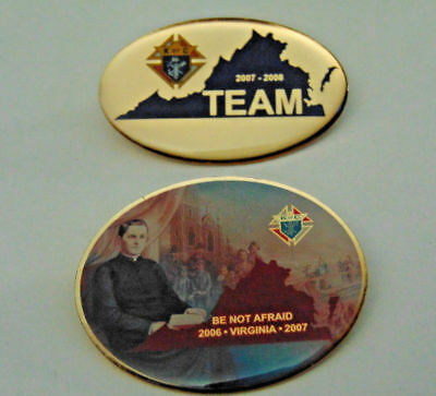 [KNIGHTS OF COLUMBUS] 2 State Council Lapel Pins Virginia 2006-2007 & 2007-2008