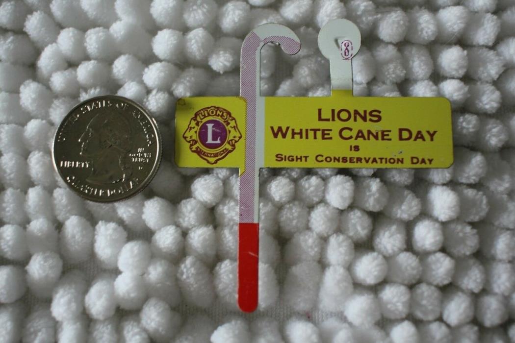 Lions White Cane Day Sight Conservation Day Foldover Tab Pinback Button #29000