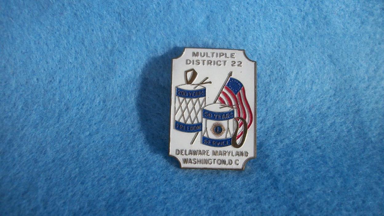 LIONS CLUB PIN Delaware Maryland Washington, DC Multiple District 22 w/ Gift Box