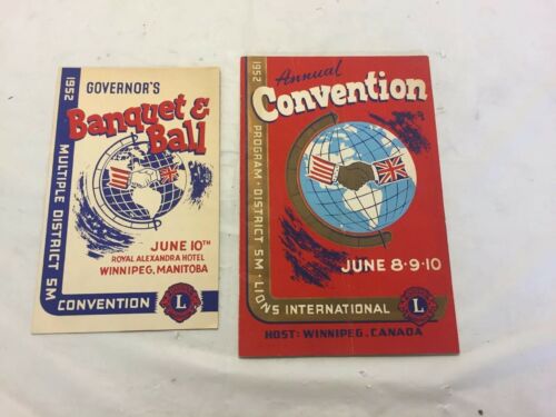 LIONS Club INTERNATIONAL June 1952 Annual Convention Program Winnipeg Canada