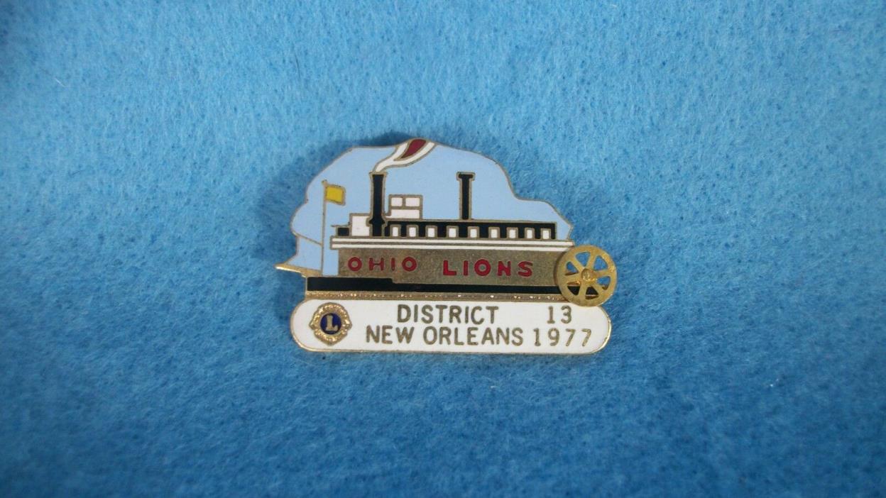 LIONS CLUB PIN Ohio Lions District 13 New Orleans 1977 with Gift Box
