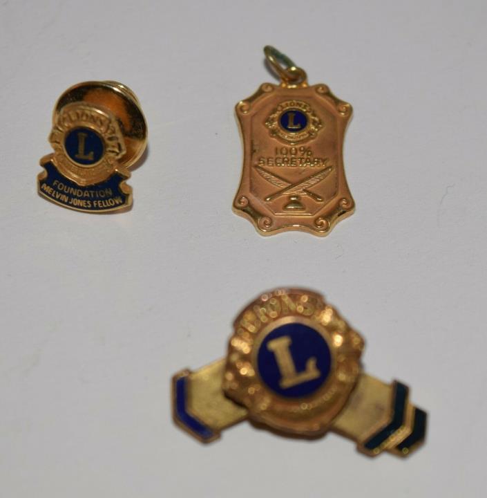 Vintage Lions International 2 Pins & 1 Pendant Fraternal Foundation Melvin Jones