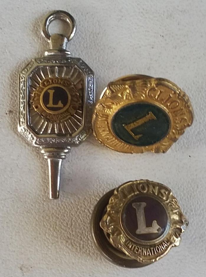 Lions International 2 Vintage Pins & 1 Vintage Pendant