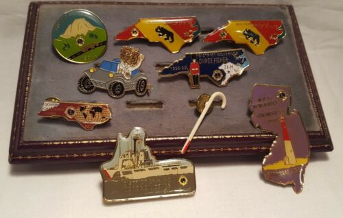 Lions Club Pins NC NJ USCG Enumclaw Cane  lot of 9 vintage/state/conventions/NC