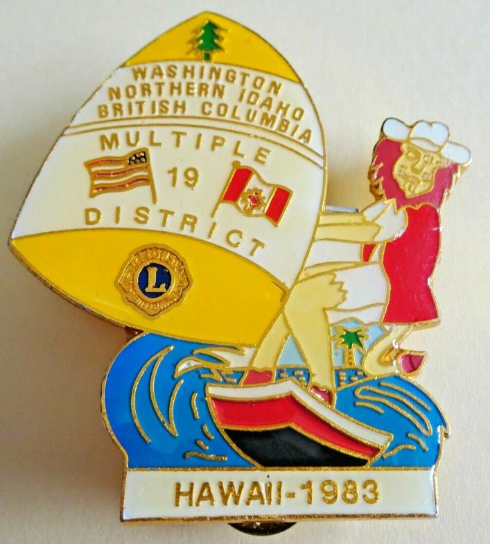 Lions Multiple District 19 Washington, N Idaho, BC- Hawaii 1983 Pin