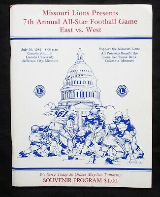 1983 Missouri Lions 7th Annual All Star Football Game East West Sounenir Program