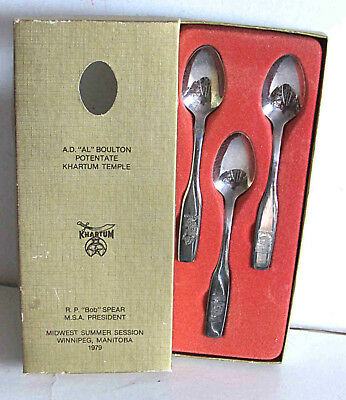 Khartum Temple Set of 3 Spoons A.D. Al Boulton Potentate 1979 Canada FREE SH