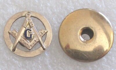 Antique 10K Gold Mason Blue Lodge Lapel Pin-Masonic Screw Back
