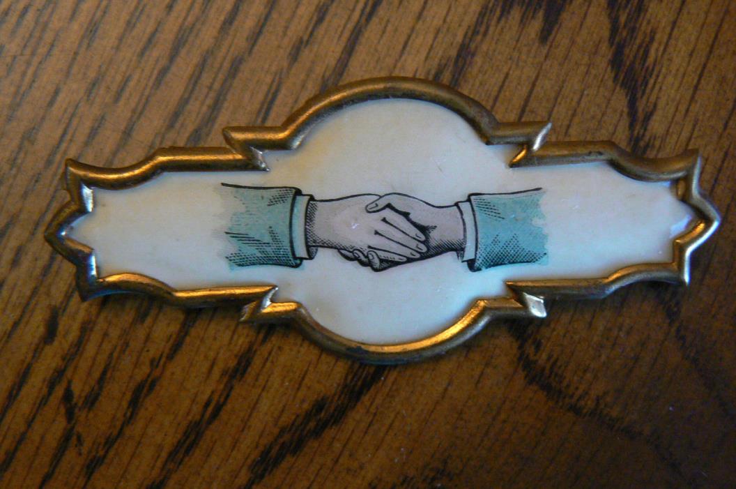 Antique Odd Fellows Lodge Secret Hand Shake Pin March 7, 1893 NICE FREE US SHIP