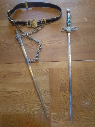 Odd fellows Vintage Antique Sword Frank Knott Patriarchal Circle W/ Sheath belt