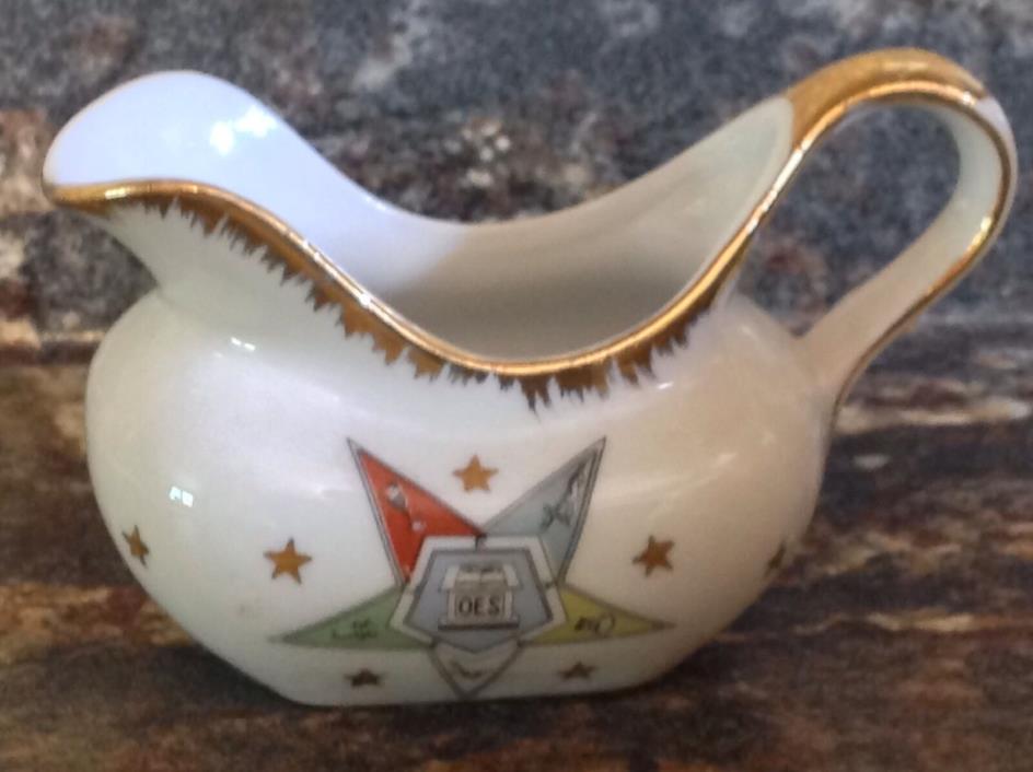 VINTAGE LEFTON HAND PAINTED CREAMER OES MASONIC FRATERNAL ORDER OF EASTERN STAR