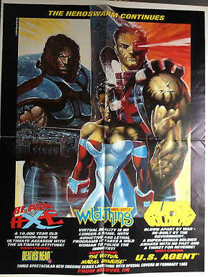 1993 Marvel UK Promo Poster Black Axe Wildthing Super Soldiers