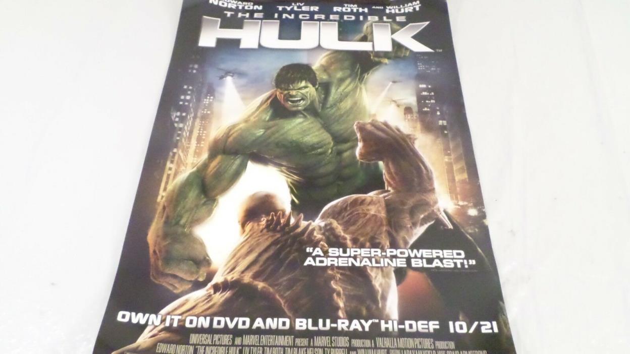 Marvel The Incredible Hulk DVD Blu Ray Promo Poster 20x13.5