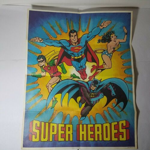 SUPER HEROES POSTER 1966 DC COMICS INC FROM POST CEREAL 11X14 VINTAGE