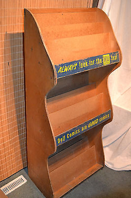 Vtg 1930-40s Dell COMIC BOOK Wood store Display Rack Shelf Case