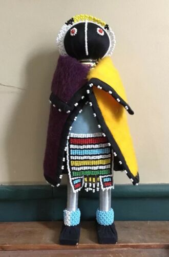 Ndebele Hand Made  African Beaded Initiation Doll 14” Tall