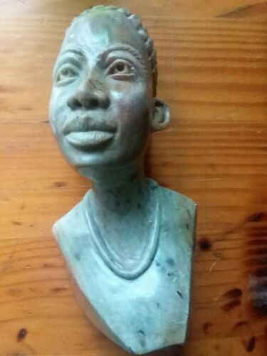 Green Marble Stone Rock Handmade African Woman Head Bust