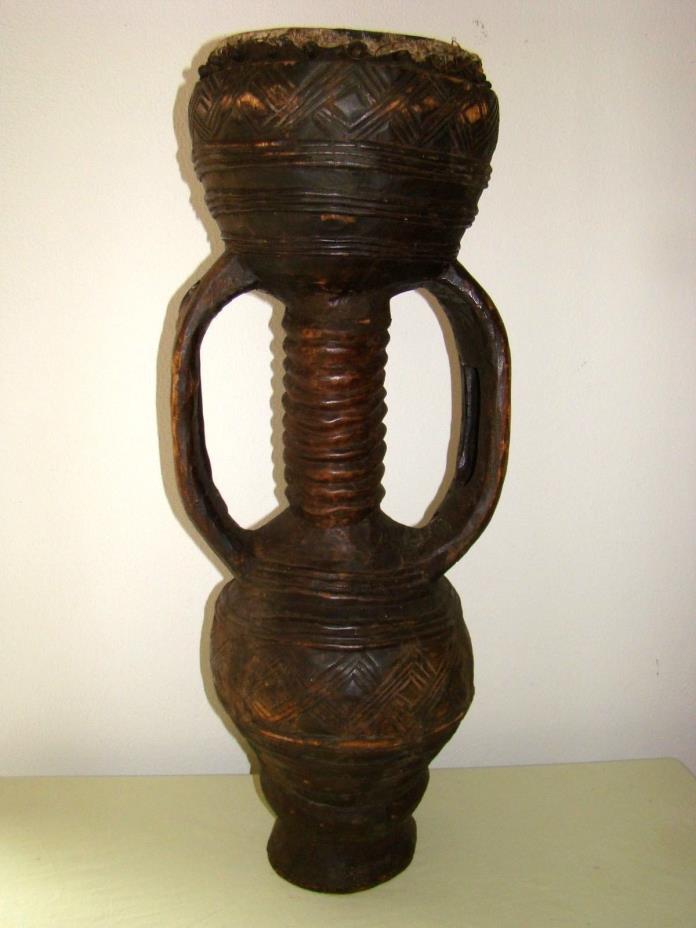 African Tribal Art rare ceremonial Kuba drum from DRC(kasai)