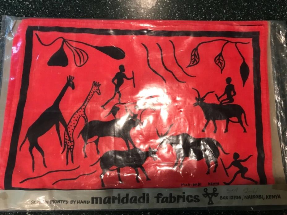 Vintage placemats napkins Maridadi fabrics modern Kenya Africa animal giraffe