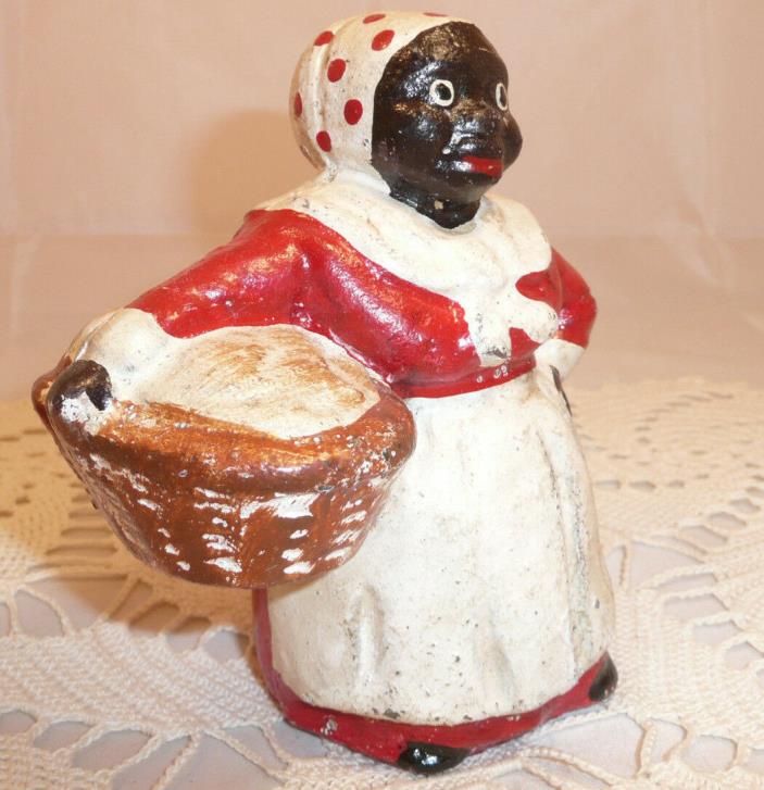 BLACK AMERICANA~WASHER WOMAN~CAST IRON STILL COIN BANK~AUNT JEMIMA~LAUNDRY