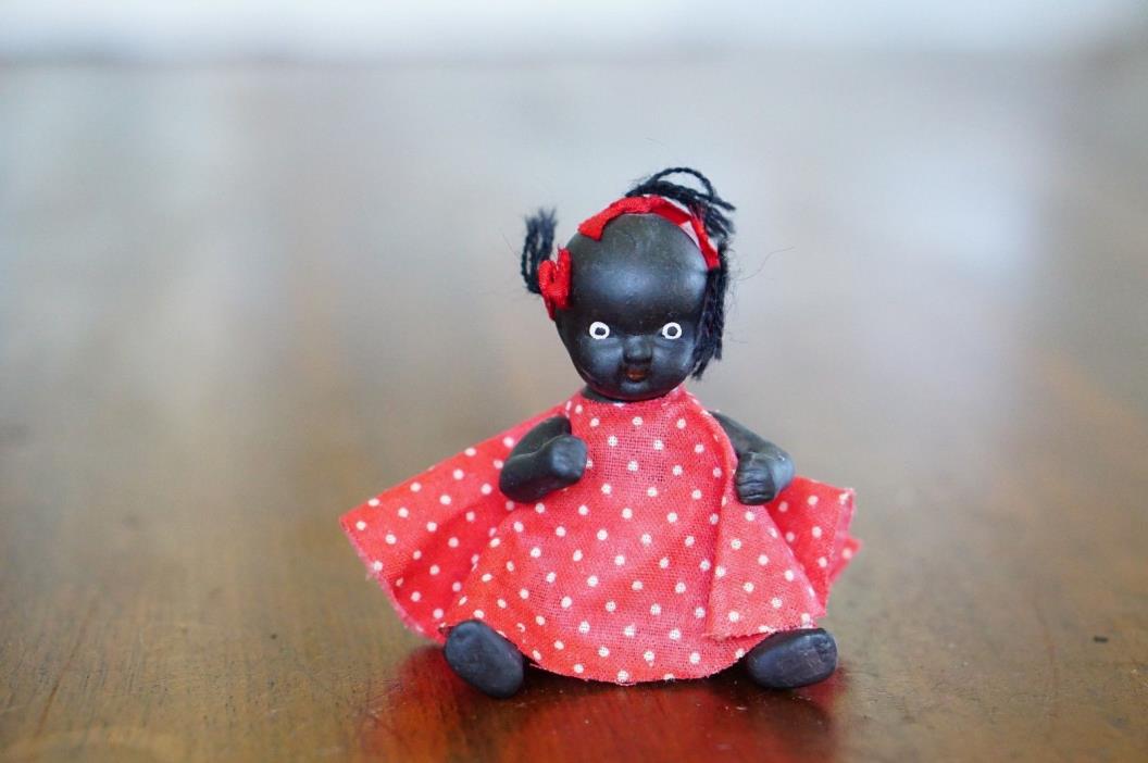Antique Black Americana Porcelain Jointed Doll