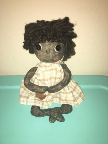 Vintage Black Americana Primitive Cloth Doll Baby Girl