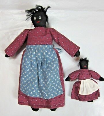 Vintage Black Girl & Baby Doll Set Primitive Folk Art African American Handmade