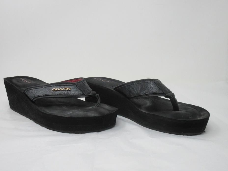 Coach. Women's Black Wedge Sandals. Size 8 B. Good Condition.