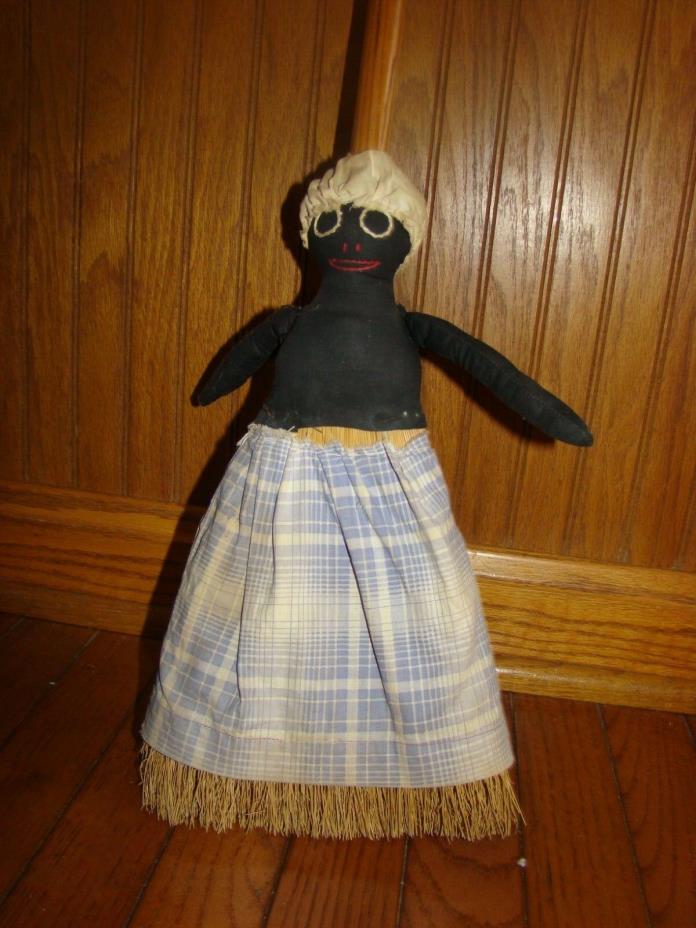 Vintage Black Americana Mammy Doll, Broom, Brush Craft decoration,  Doll